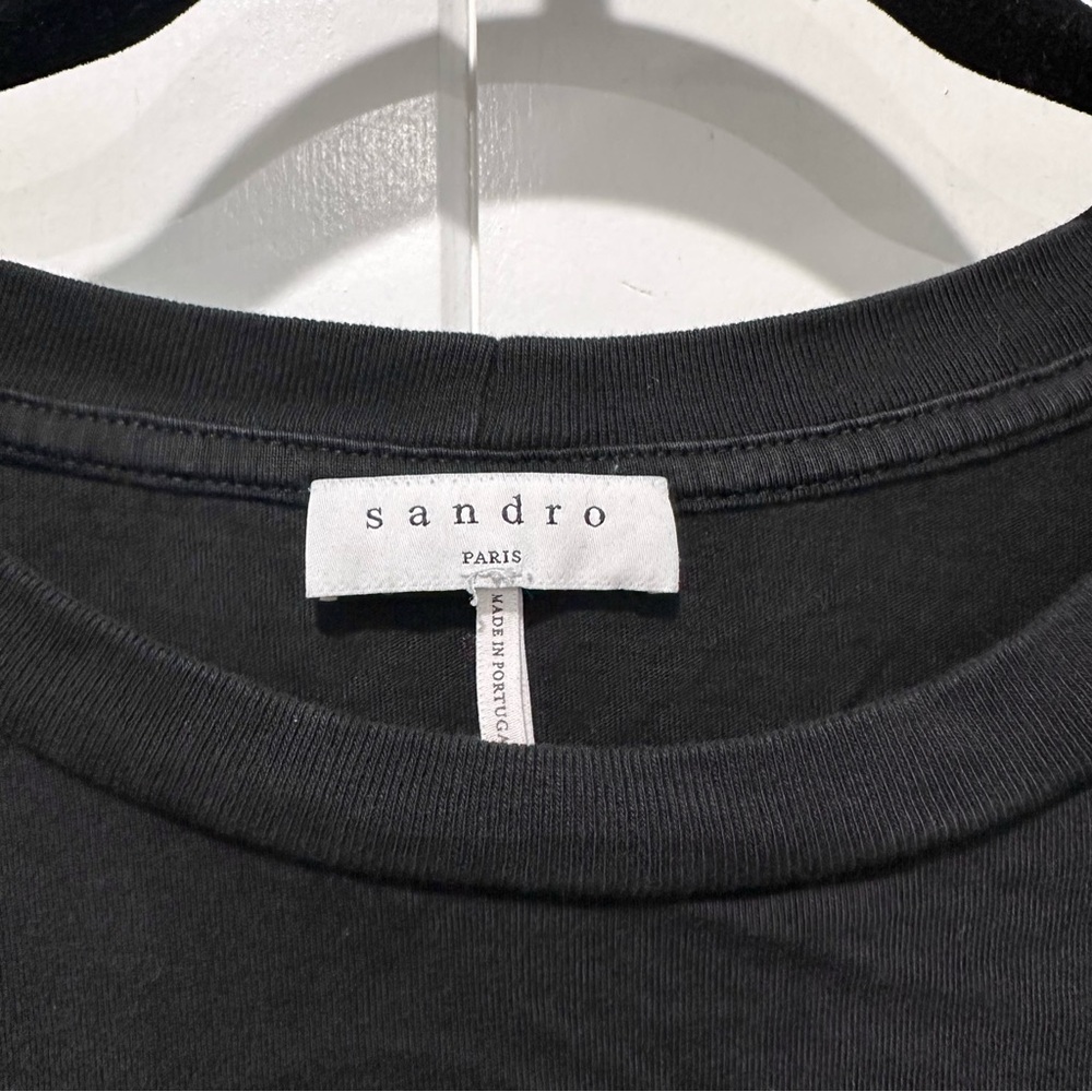 Sandro Thanks T-Shirt In Black Size 4 - Picture 8 of 12